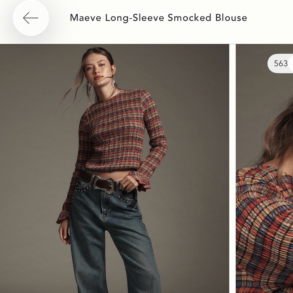 Maeve long-sleeve smocked blouse